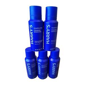 Lot Of 5 Harry's Men's Foaming Shave Shaving Gel Cream Aloe 2 oz Travel Size TSA
